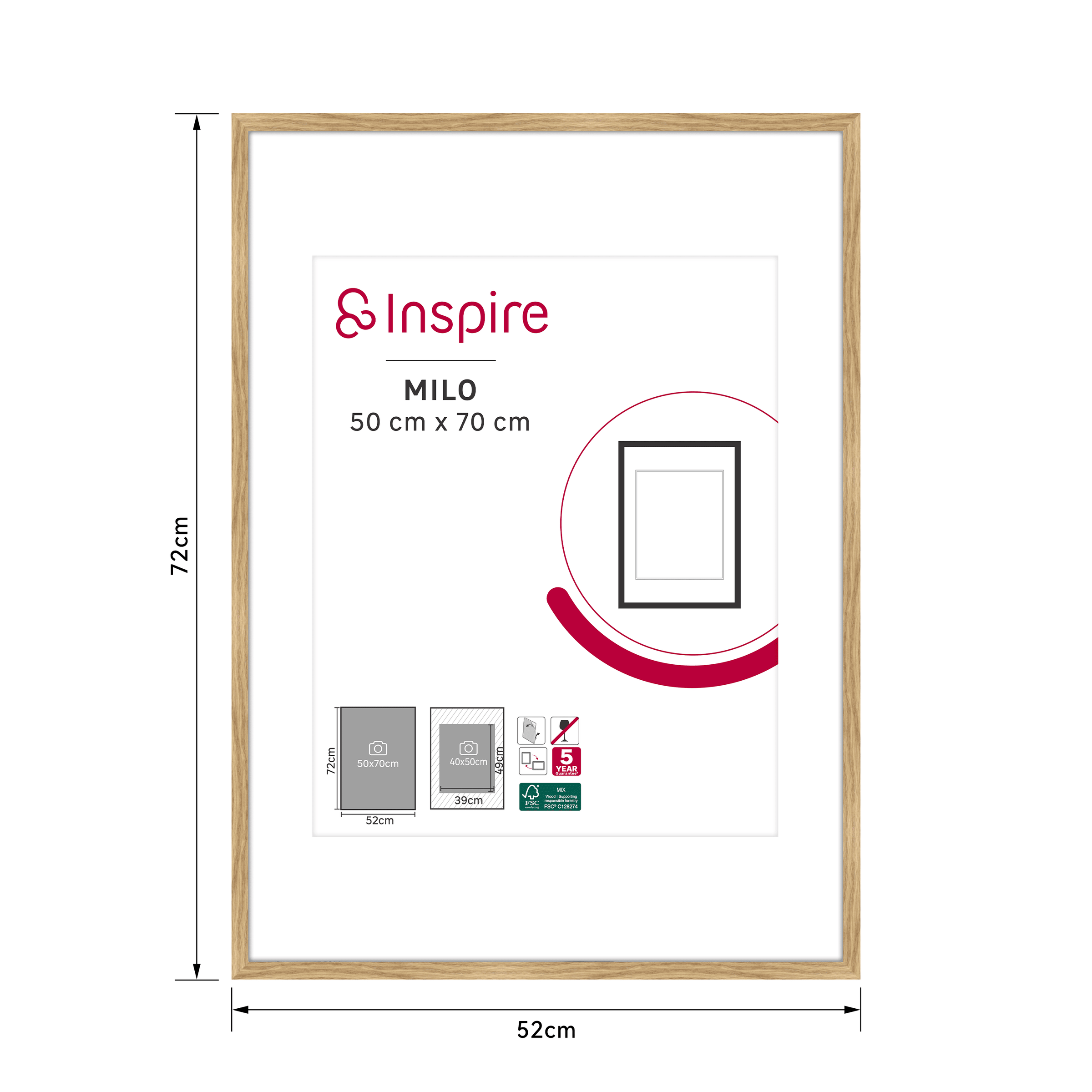 MILO FRAME 50X70 CM BEECH WOOD