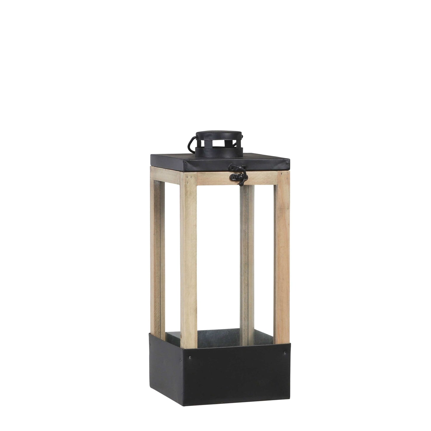 Bricocenter LANTERNA IN METALLO NERO E LEGNO L14 X P14 X H34,5 CM