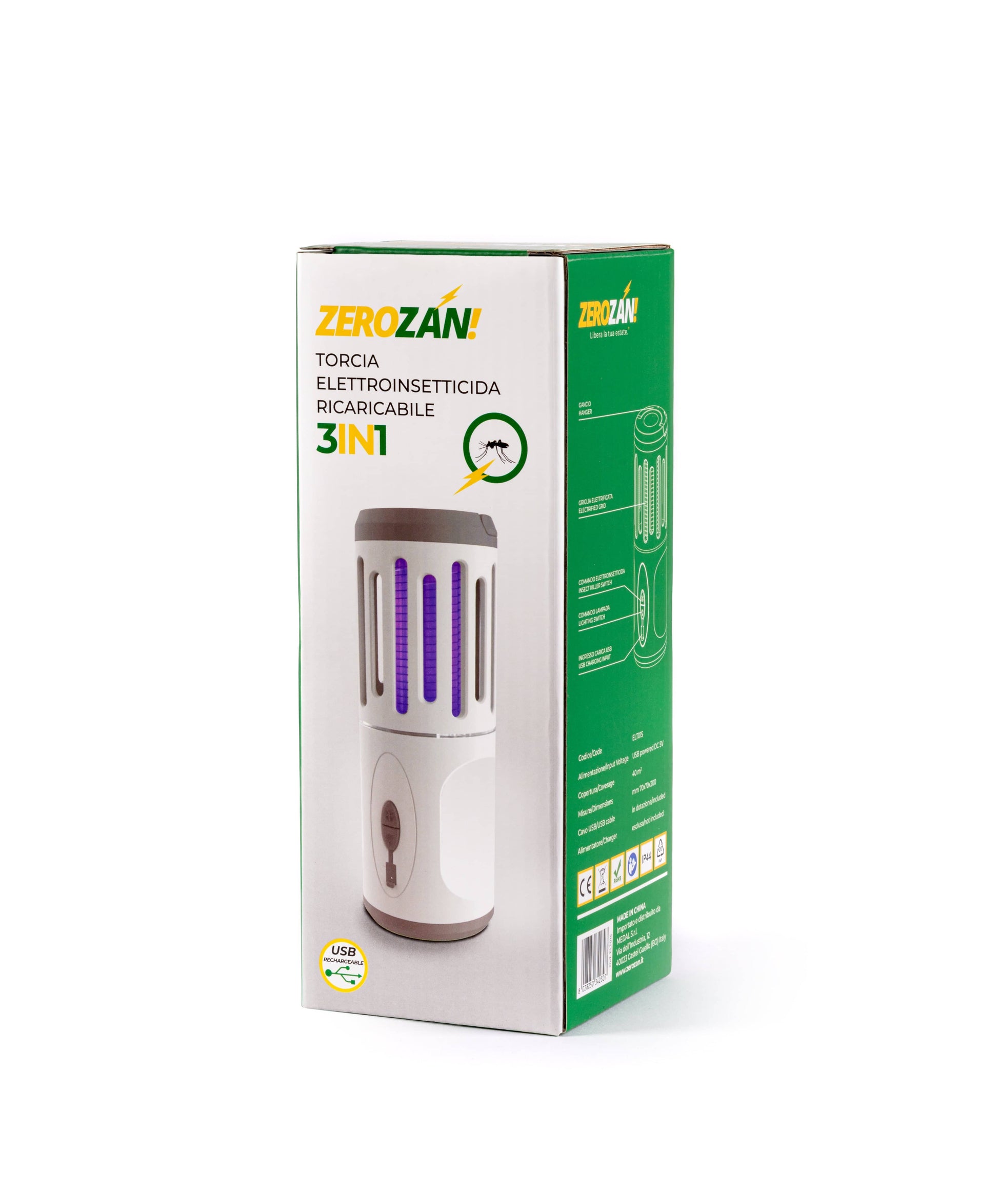 Bricocenter 3-IN-1 ELECTRO-INSECTICIDE TORCH WITH USB RECHARGEABLE BATTERY