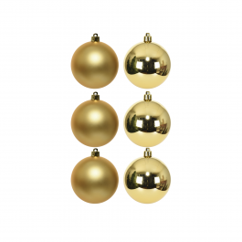 SET 6 CHRISTMAS BALLS PLASTIC GOLD DIA