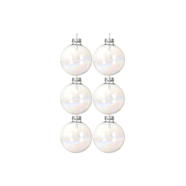 SET 10 WHITE PLASTIC CHRISTMAS BALLS