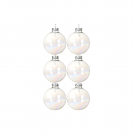 SET 10 WHITE PLASTIC CHRISTMAS BALLS