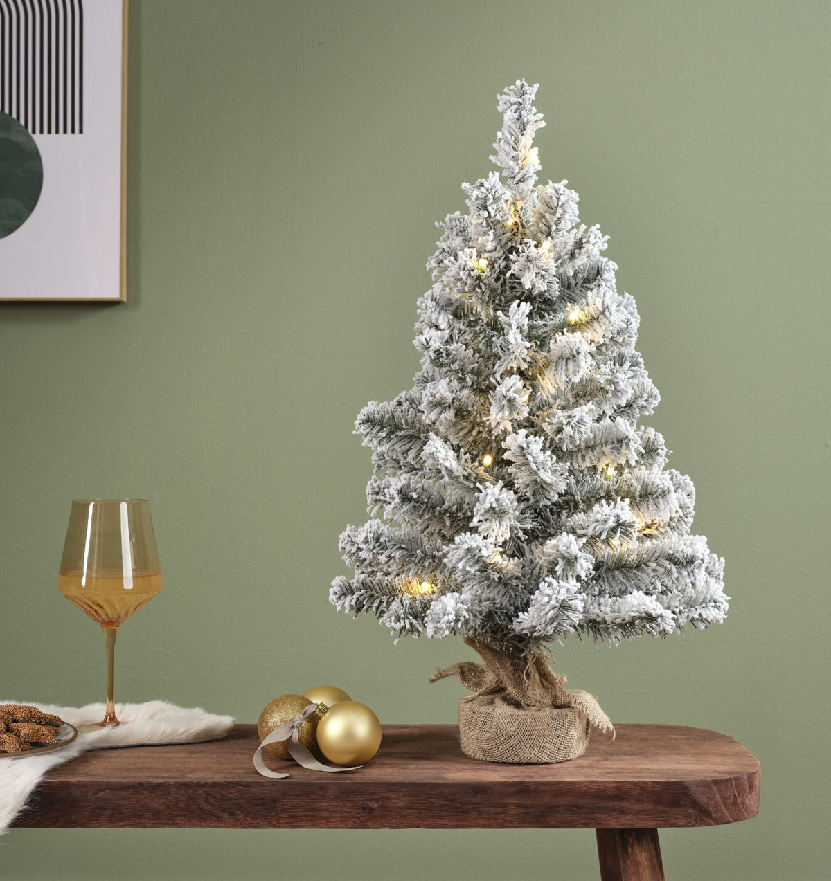 Albero di natale innevato con led h 60cm imperial
