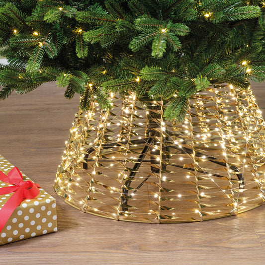 Copribase albero con micro led d 58 x h 28 cm oro/bianco caldo