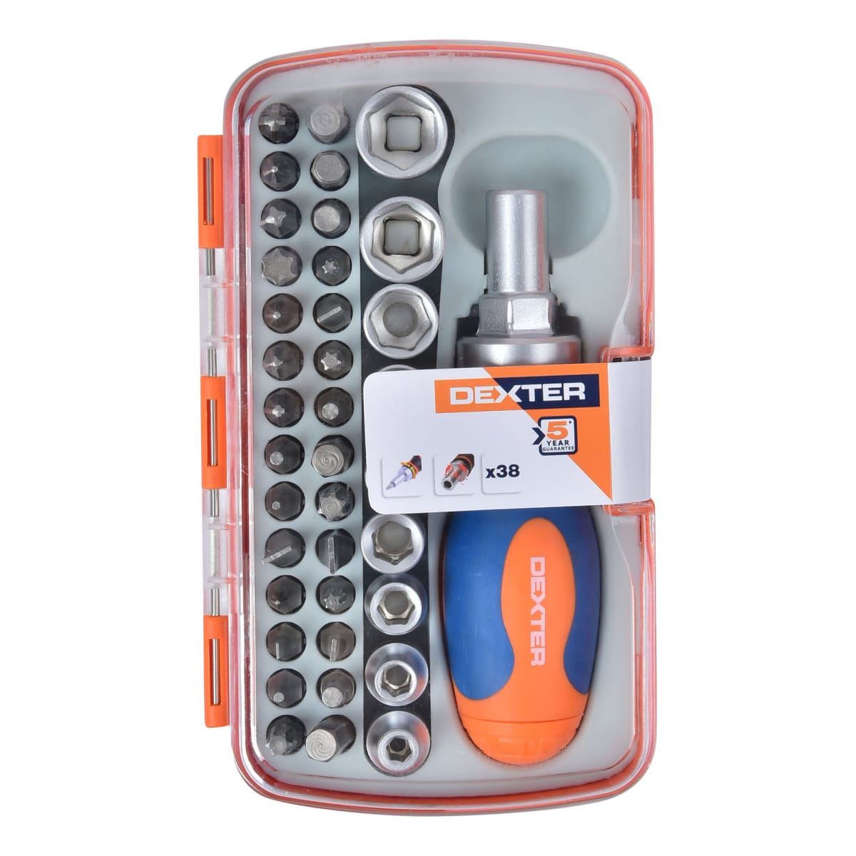 RATCHET SCREWDRIVER+BITS DEXTER 38 PCS