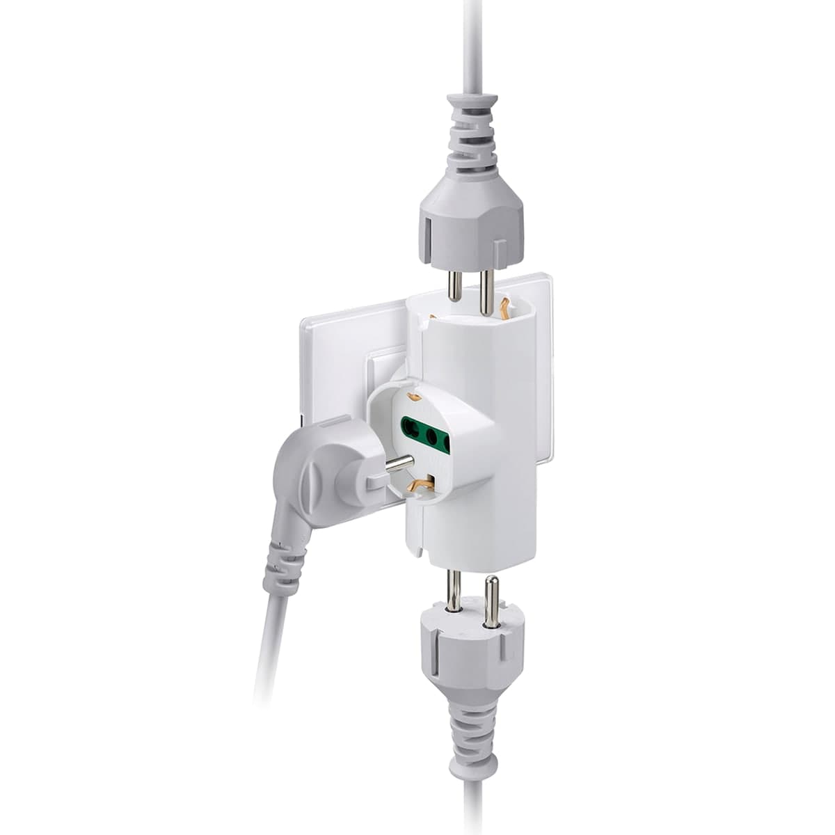 ADAPTER SCHUKO PLUG 3 SOCKETS WHITE