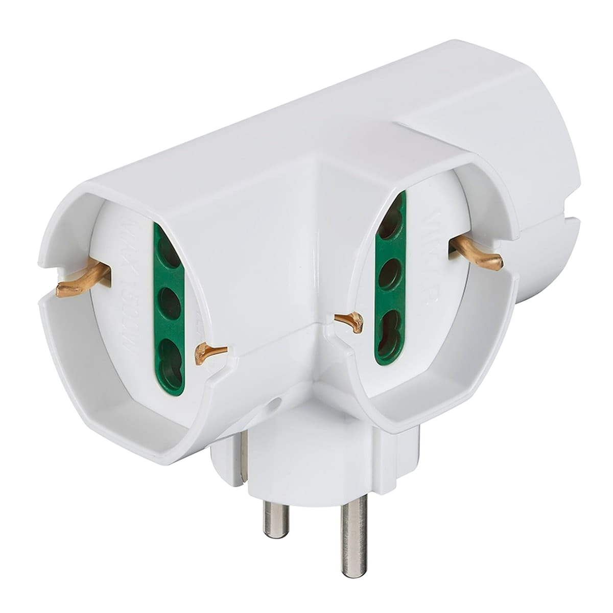 ADAPTER SCHUKO PLUG 3 SOCKETS WHITE