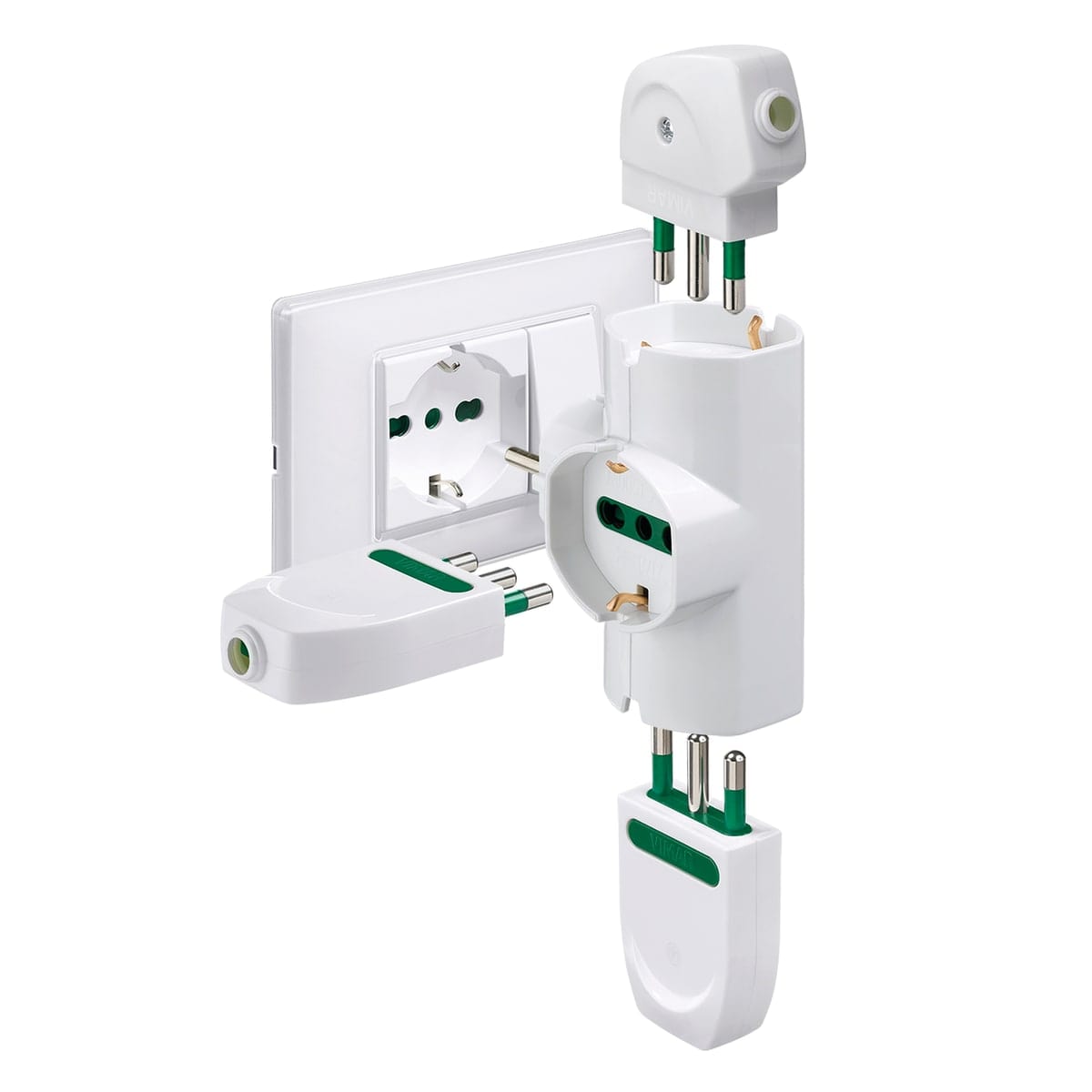 ADAPTER SCHUKO PLUG 3 SOCKETS WHITE