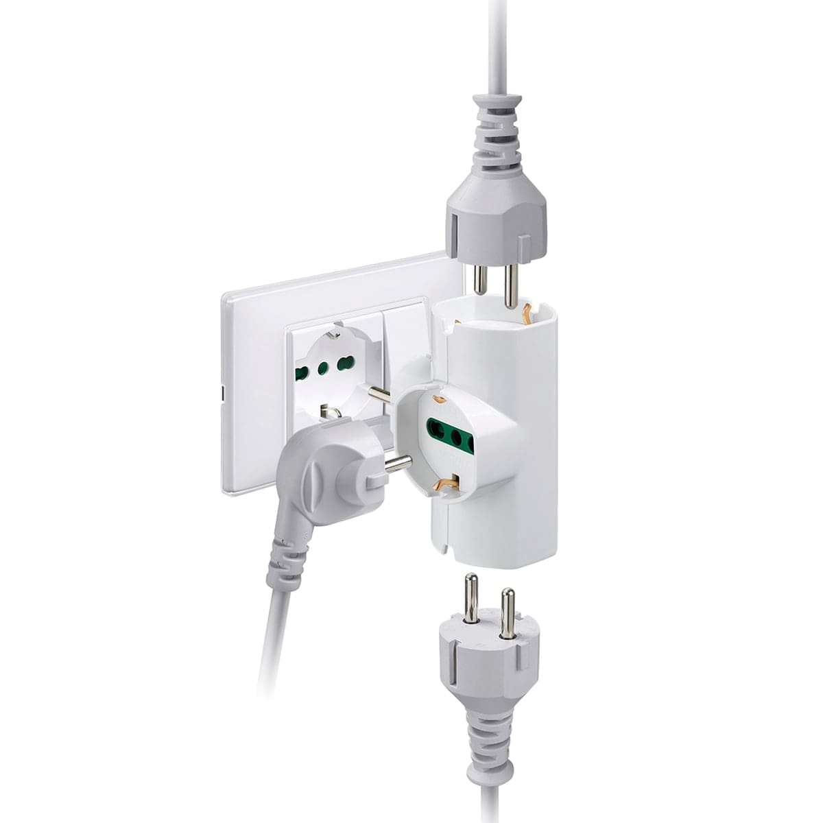 ADAPTER SCHUKO PLUG 3 SOCKETS WHITE