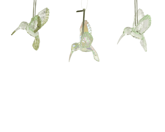 Green hanging hummingbird with glitter, 9.5 x 7 x 9 cm, made of polystyrene