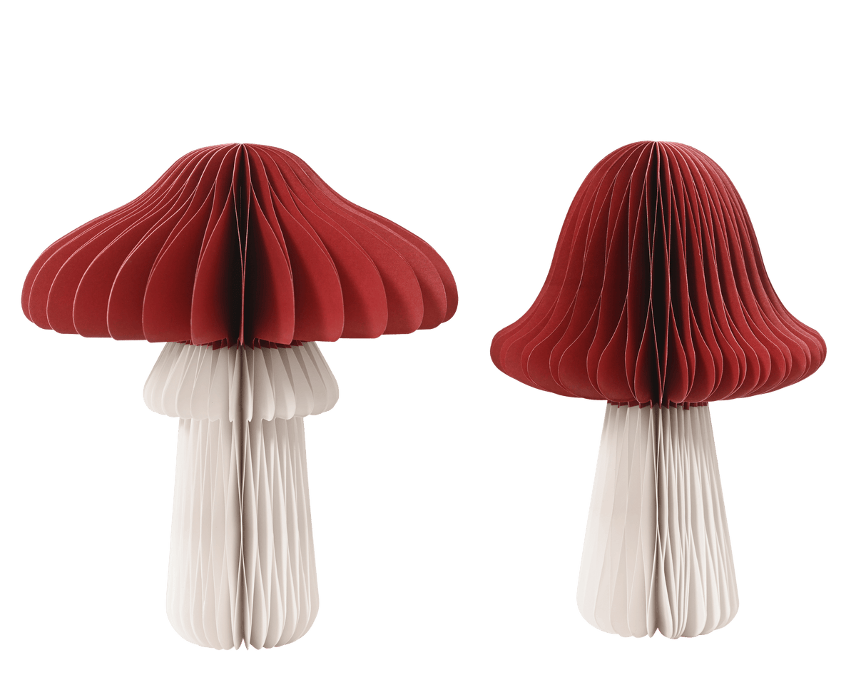Fungo in carta d13,3xh20cm bianco e rosso