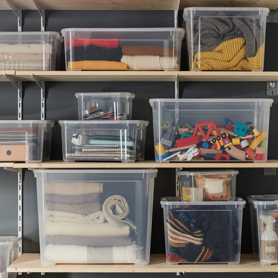 Bricocenter T BOX XL L55.5xP39xH42.5CM 70LT TRANSPARENT PLASTIC LID CONTAINER