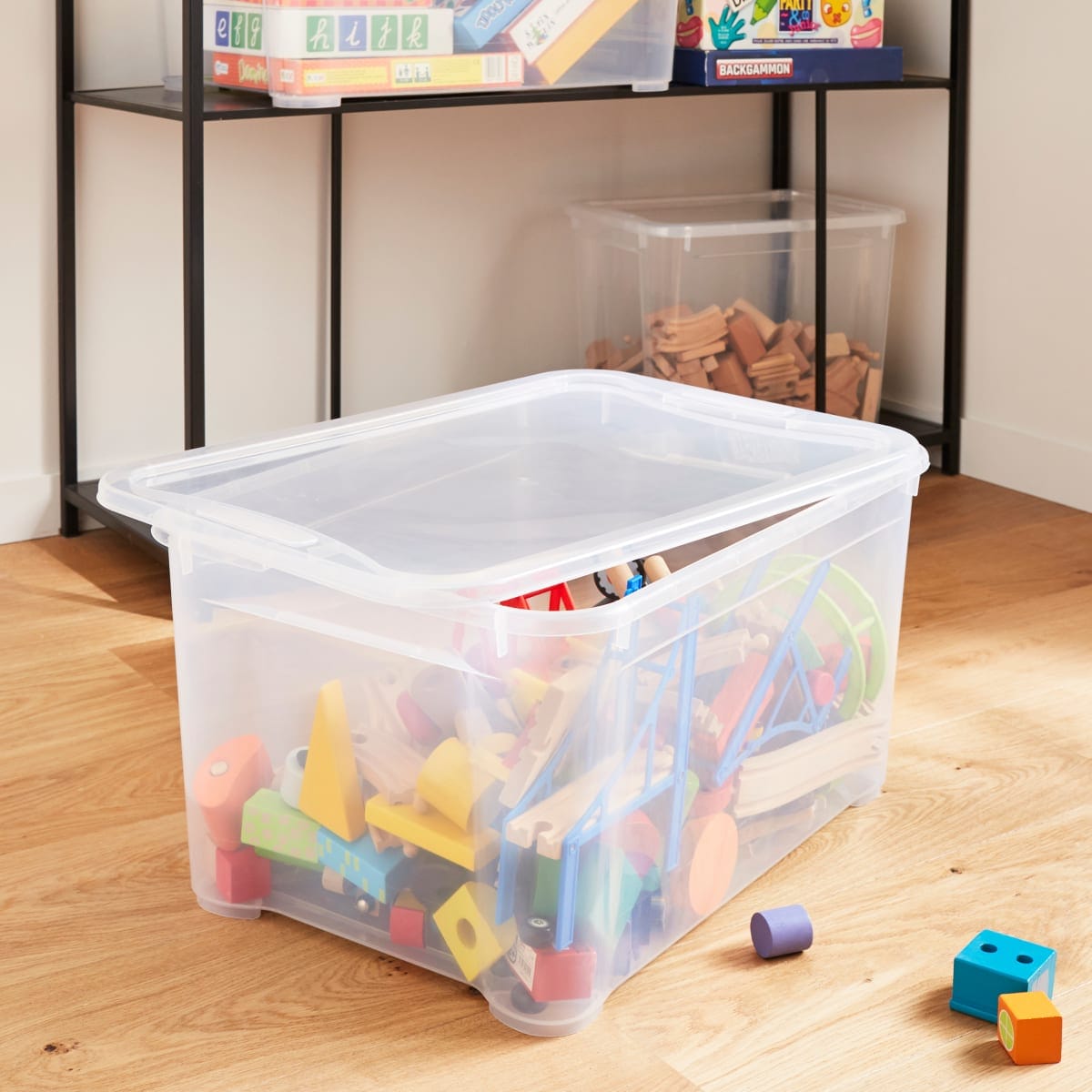 Bricocenter TRANSPARENT PLASTIC CONTAINER WITH LID T BOX L55.5xP39xH28.5CM 45-50LT