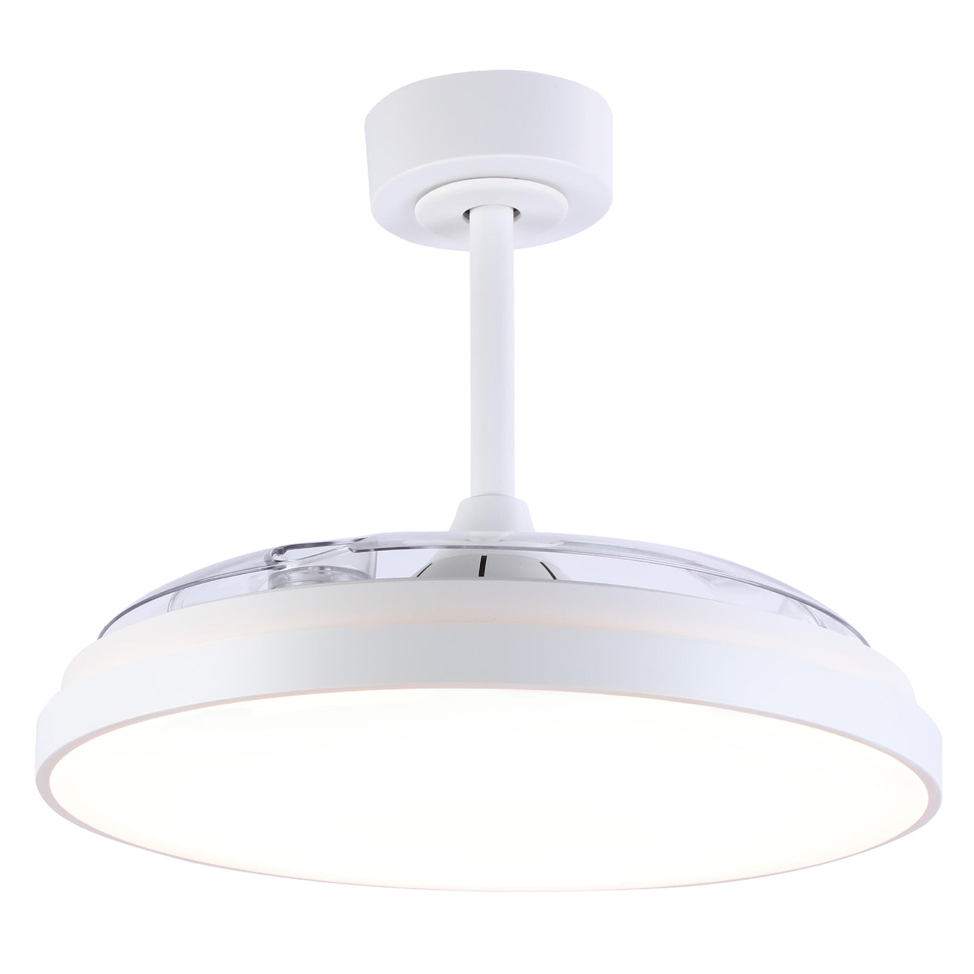 Plafoniera con ventilatore torrent acrilico bianco d 51cm led 4000lm cctdim con pale retr