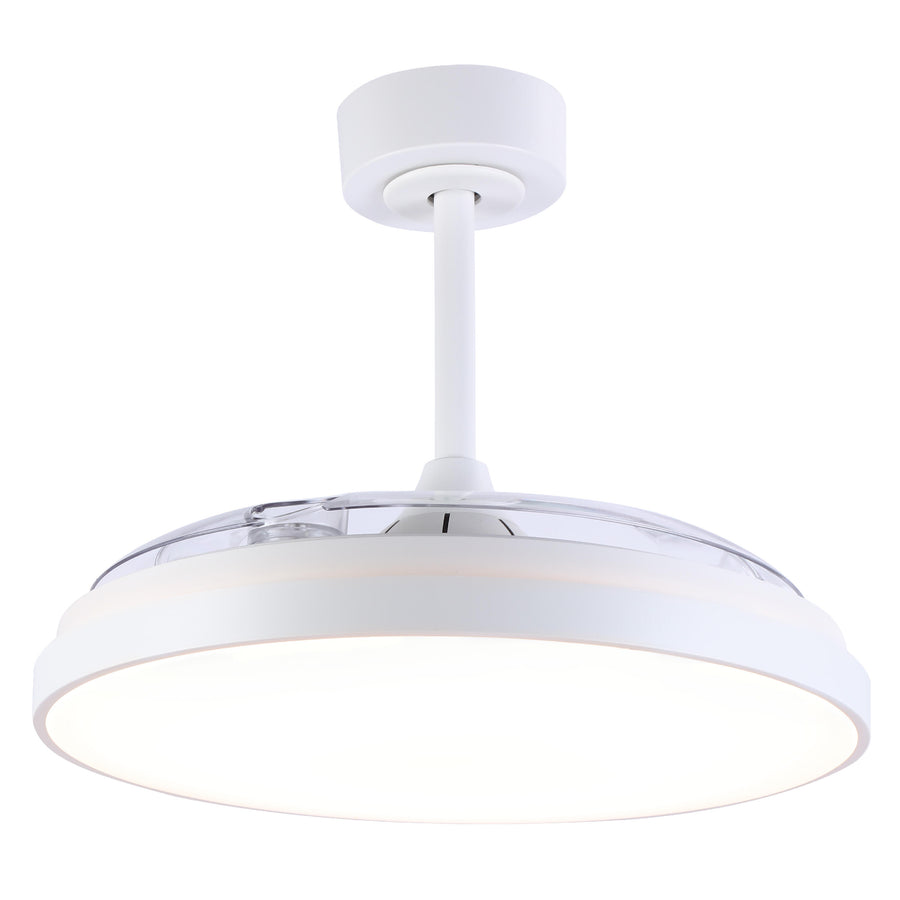 Plafoniera con ventilatore torrent acrilico bianco d 51cm led 4000lm cctdim con pale retr
