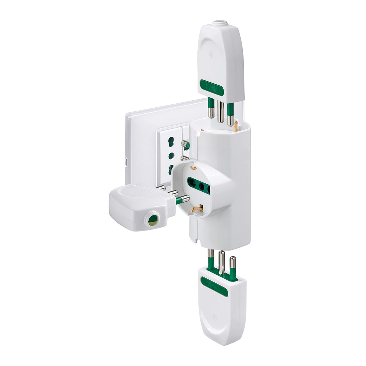 ADAPTER SCHUKO PLUG 3 UNIVERSAL SOCKETS WHITE