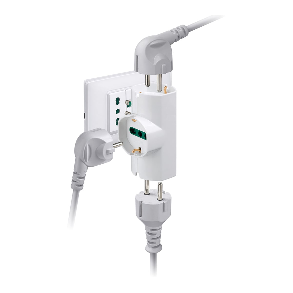 ADAPTER SCHUKO PLUG 3 UNIVERSAL SOCKETS WHITE