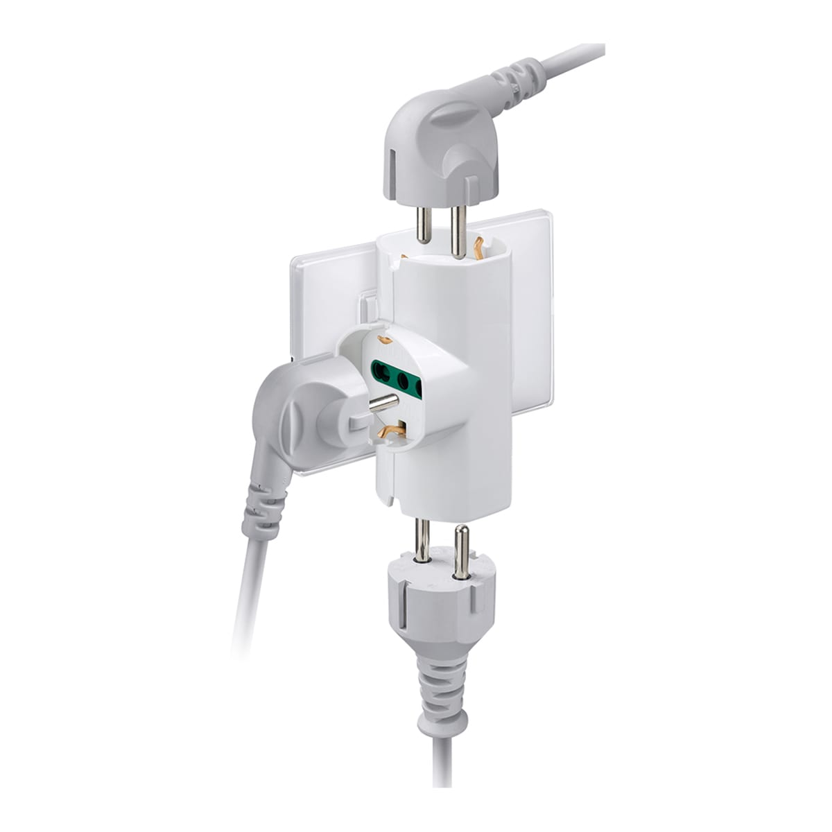 ADAPTER SCHUKO PLUG 3 UNIVERSAL SOCKETS WHITE