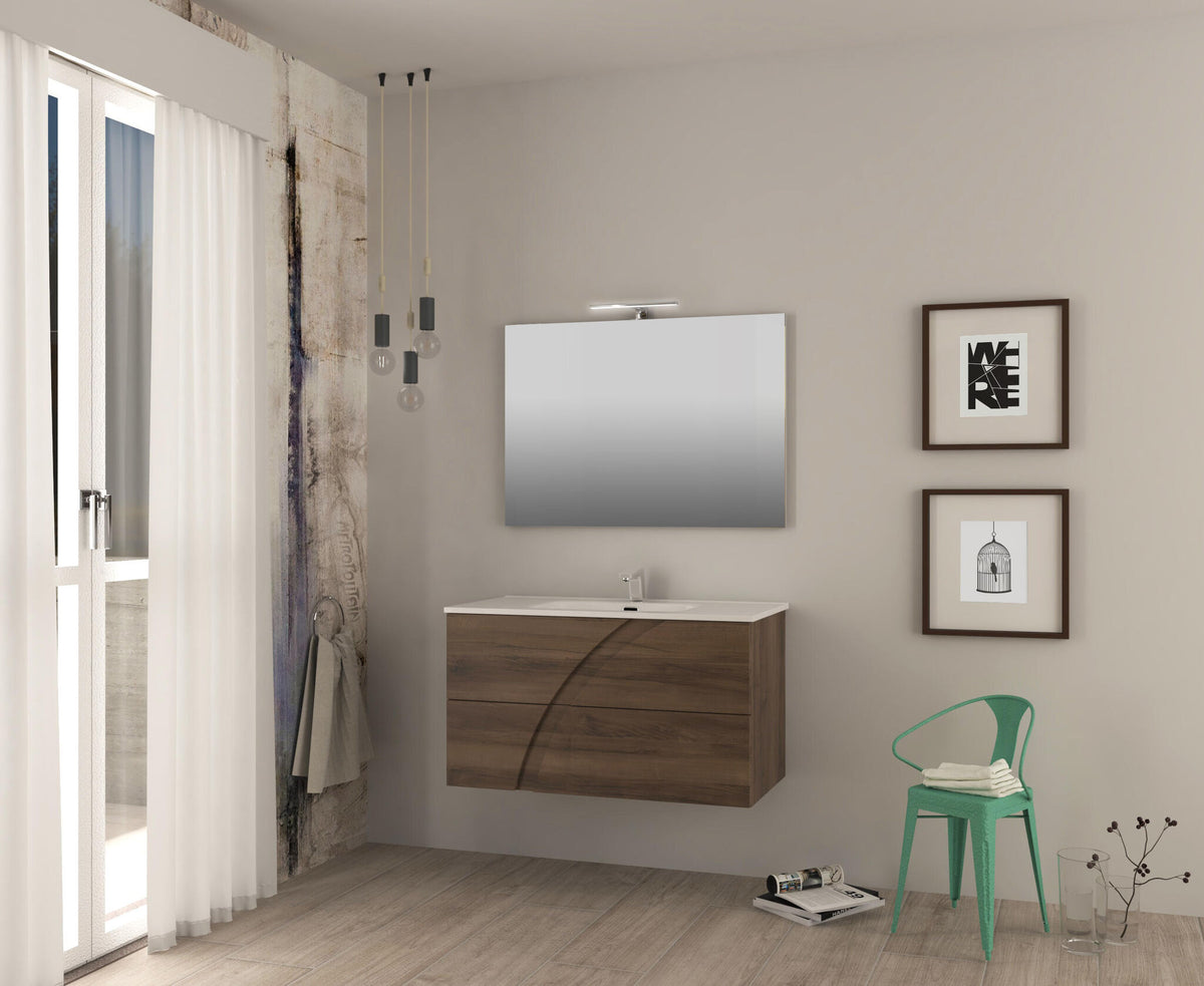 Monica walnut bathroom cabinet, 100 cm