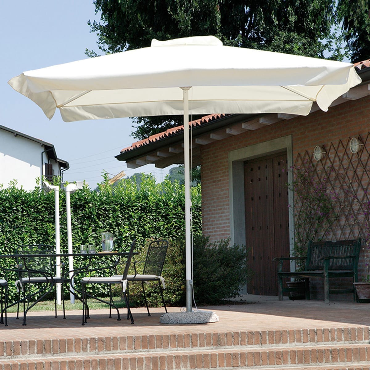 Bricocenter BAVENO ECRU UMBRELLA 3X3MT With pulley polyester canvas 240gr