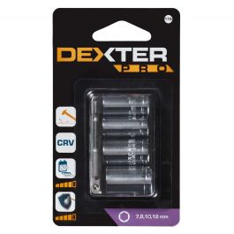 SOCKETS SET 7-8-10-12MM + ADAPTER DEXTER PRO