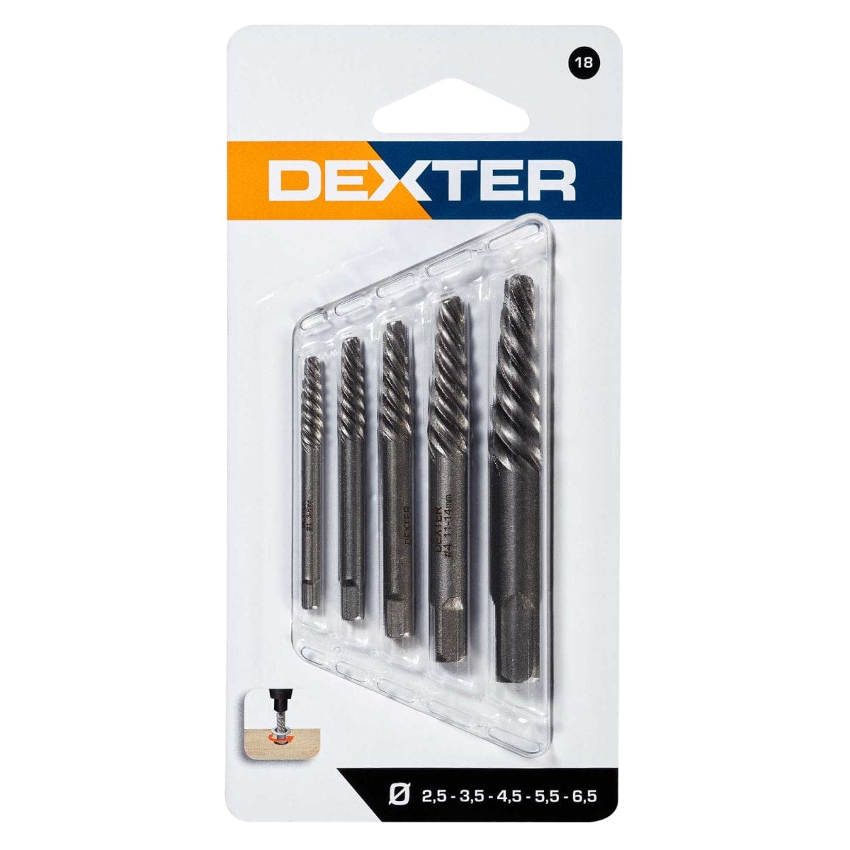 Bricocenter DEXTER EXTRACTORS FOR DAMAGED SCREWS, 5 PIECES