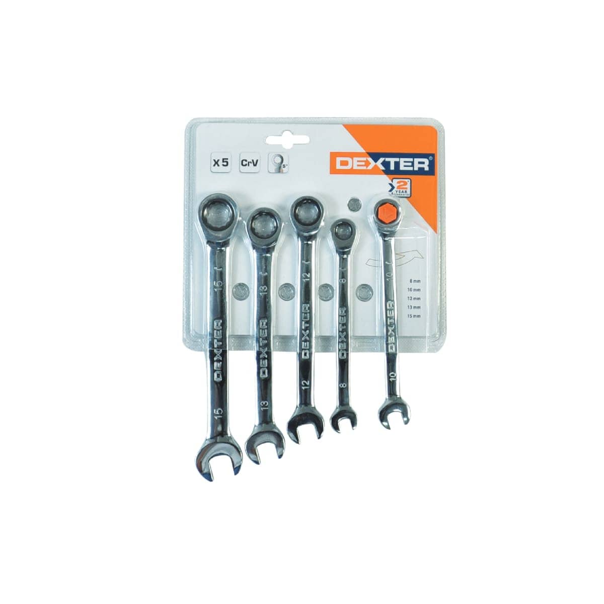 Bricocenter DEXTER COMBINATION SPANNER SET 5 WITH RATCHET