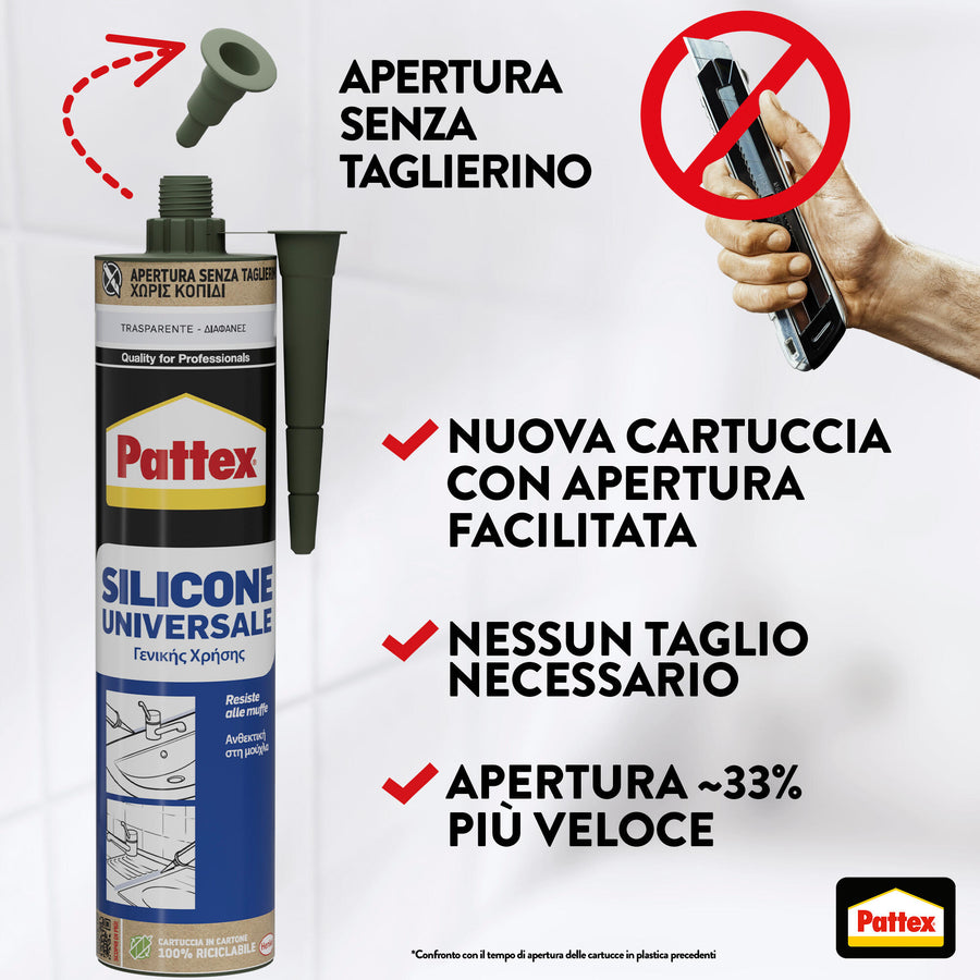 Bi pack silicone acetico trasparente universale pattex 280ml