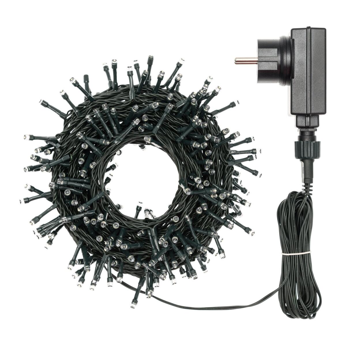 Catena luminosa 800 led bianco caldo reflex 8 funzioni con memory cavo trasparente