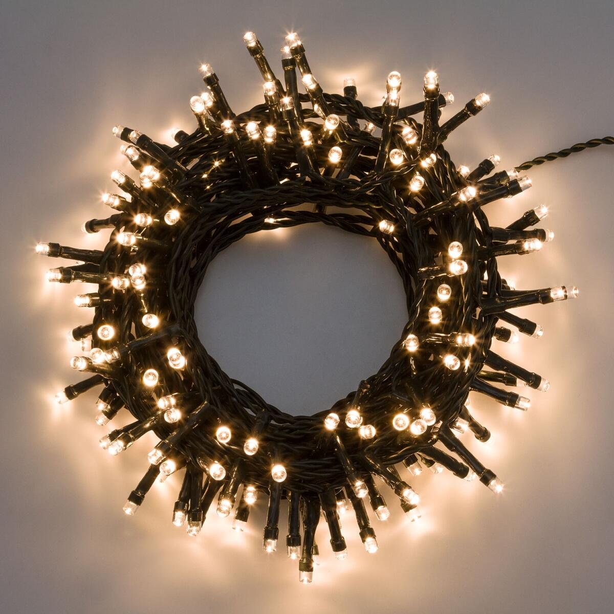 Catena luminosa 800 led bianco caldo reflex 8 funzioni con memory cavo trasparente