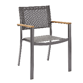ORIS NATERAL ALU - Chair with eucalyptus wooden armrests and textile seat - 55.2x55.2xh84.5