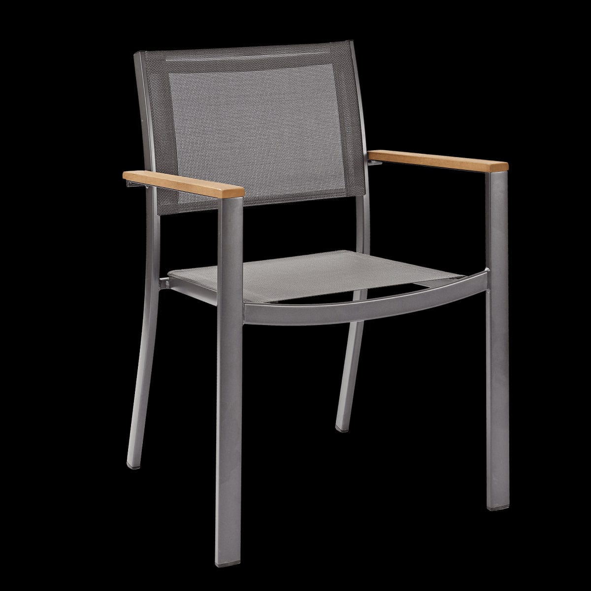 Bricocenter ORIS NATERAL ALU - Chair with eucalyptus wooden armrests and textile seat - 55.2x55.2xh84.5