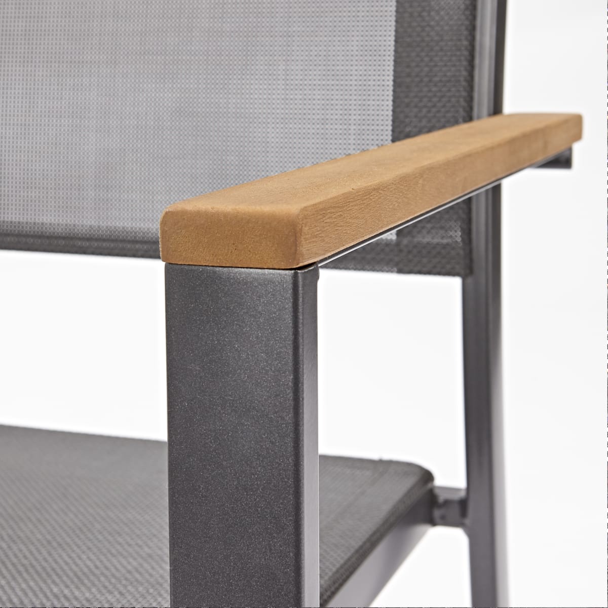 Bricocenter ORIS NATERAL ALU - Chair with eucalyptus wooden armrests and textile seat - 55.2x55.2xh84.5