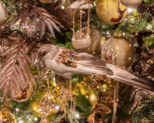 Set of 2 snow-covered birds with clips