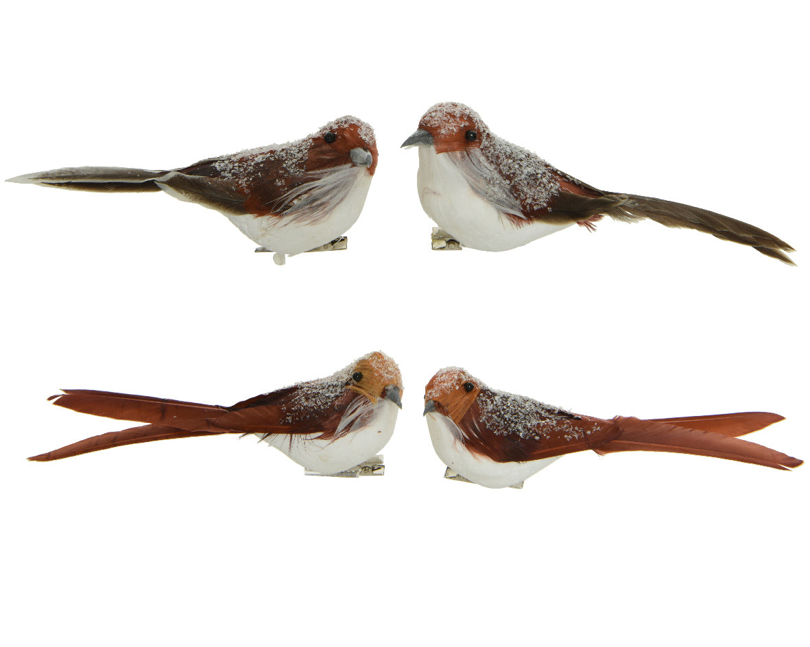 Set of 2 snow-covered birds with clips