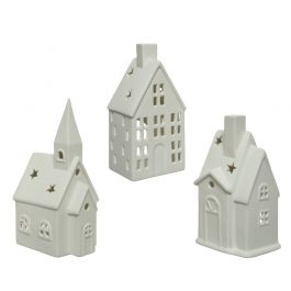 WHITE METAL LANTERN H.16X7.8X7 CM