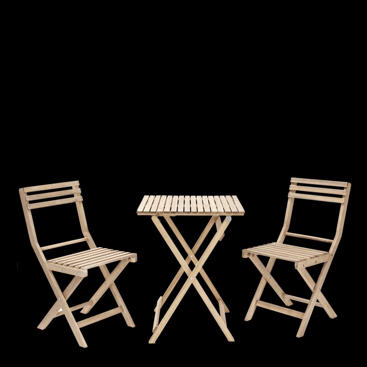 Bricocenter NARIATAL - Folding Table and 2 chairs Set - Acacia Wood - 55x55