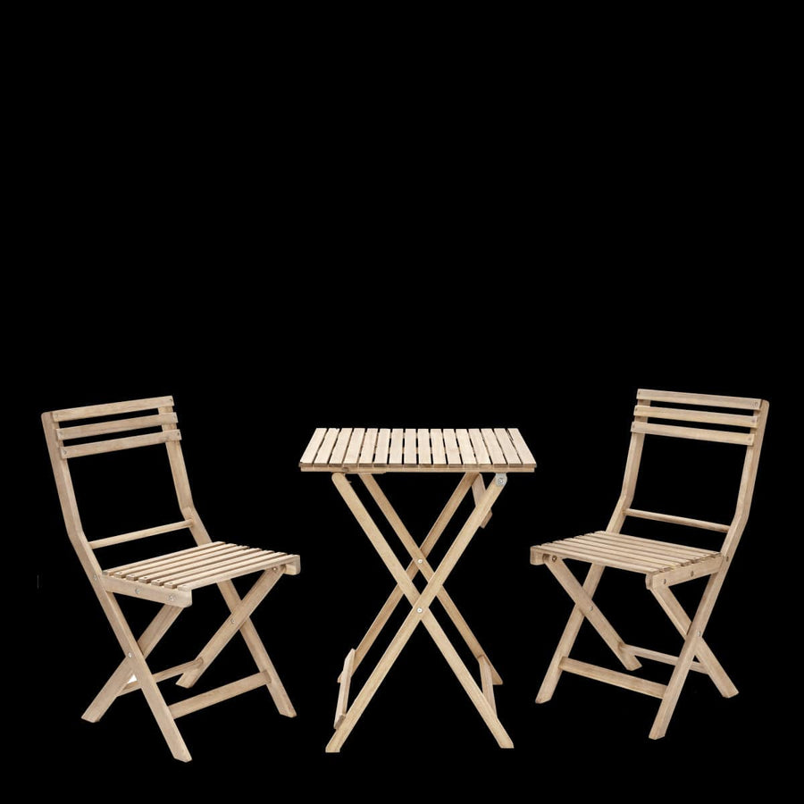 Bricocenter NARIATAL - Folding Table and 2 chairs Set - Acacia Wood - 55x55
