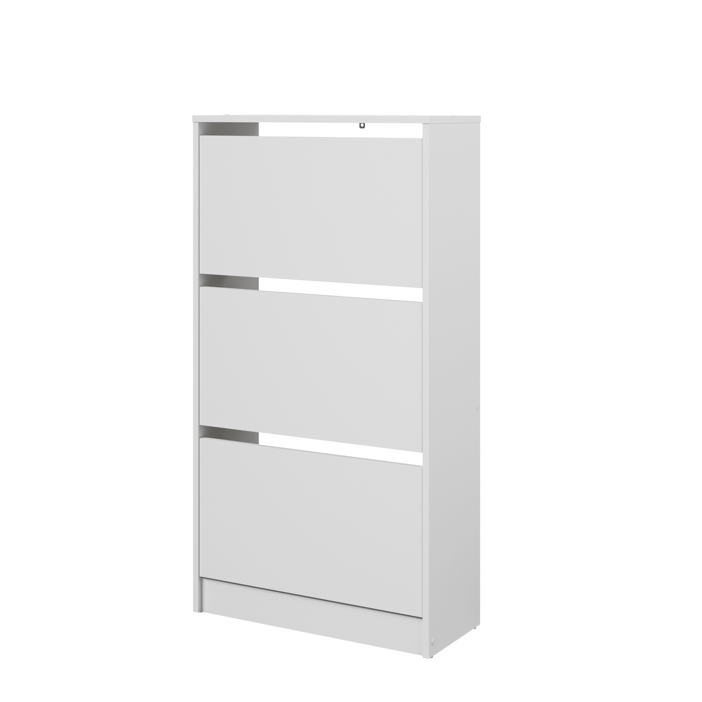 White 3-door shoe rack, W60 x D24.9 x H112.5, holds 15 pairs