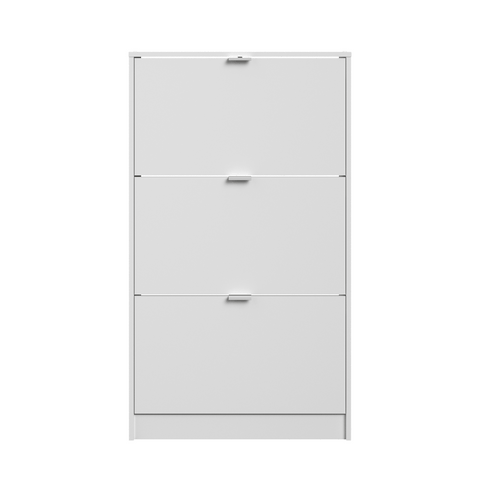 Scarpiera 3 ribalte doppia profondita' bianco 69x25x120 18 paia con piedini