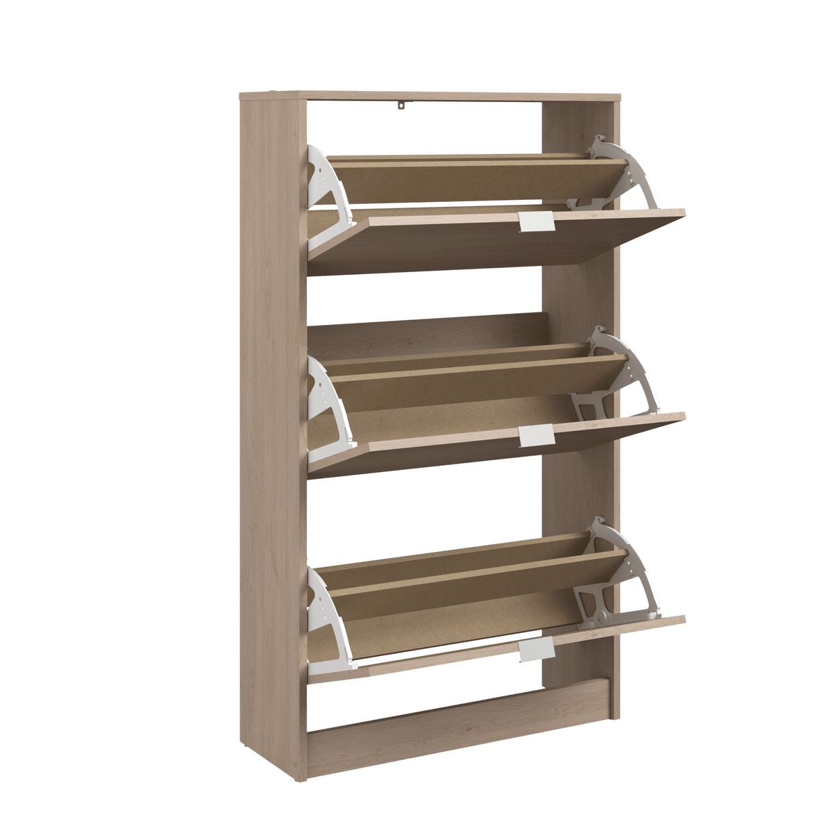 Scarpiera 3 ribalte doppia profondita' olmo 69x25x120 18 paia con piedini