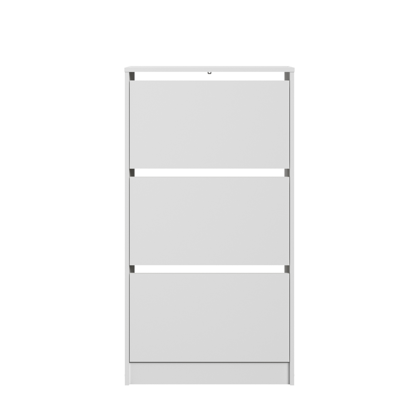 White 3-door shoe rack, W60 x D24.9 x H112.5, holds 15 pairs