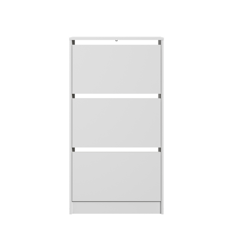 White 3-door shoe rack, W60 x D24.9 x H112.5, holds 15 pairs