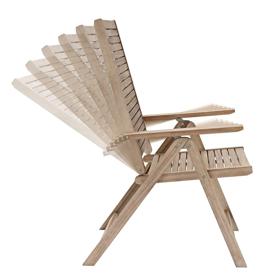 Bricocenter BRICOCENTER - SOLARIS NATERIAL - Foldable armchair with Armrests - Acacia wood - 59x75xh109.5