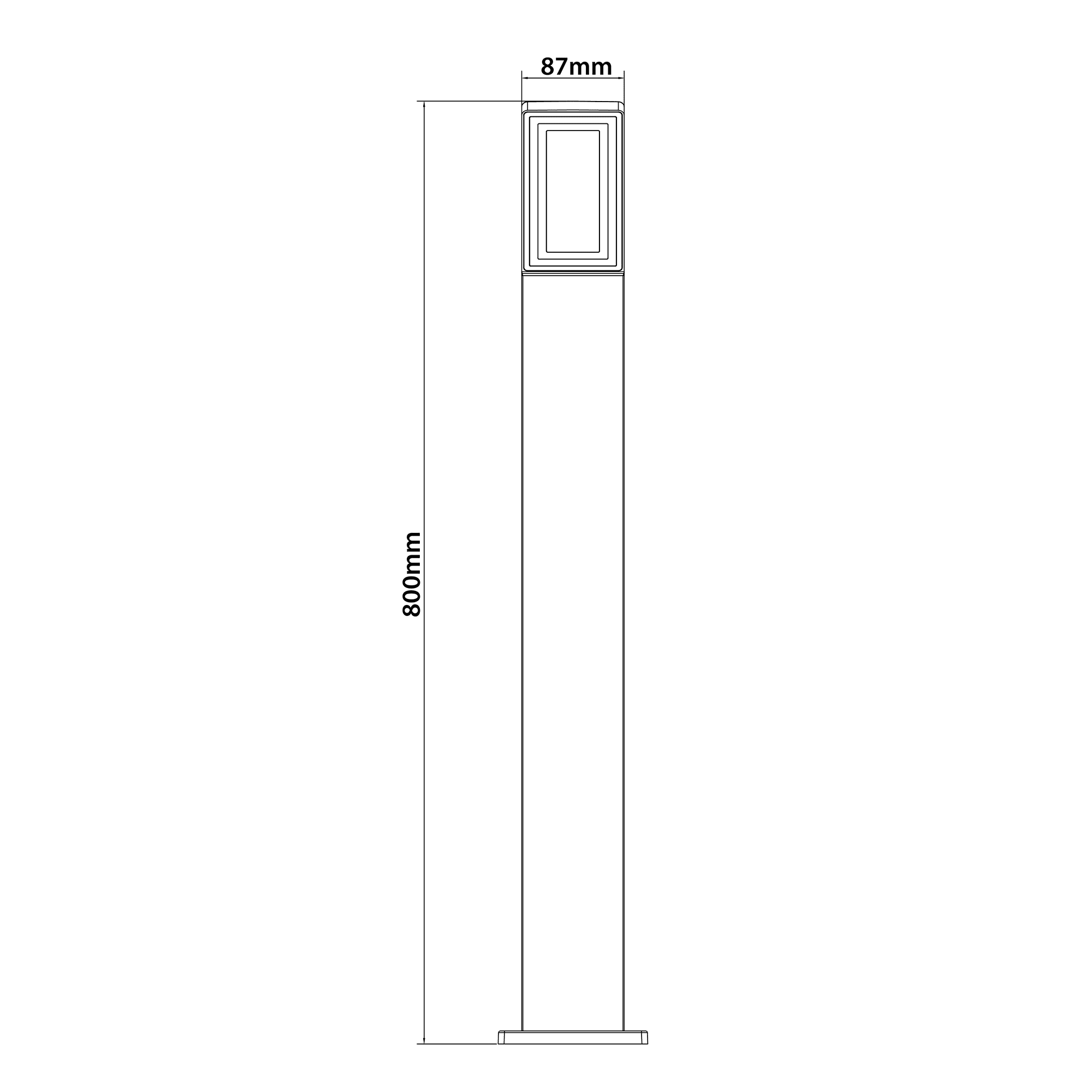 Lampione rilievo alluminio nero h80 cm cct dimm ip65
