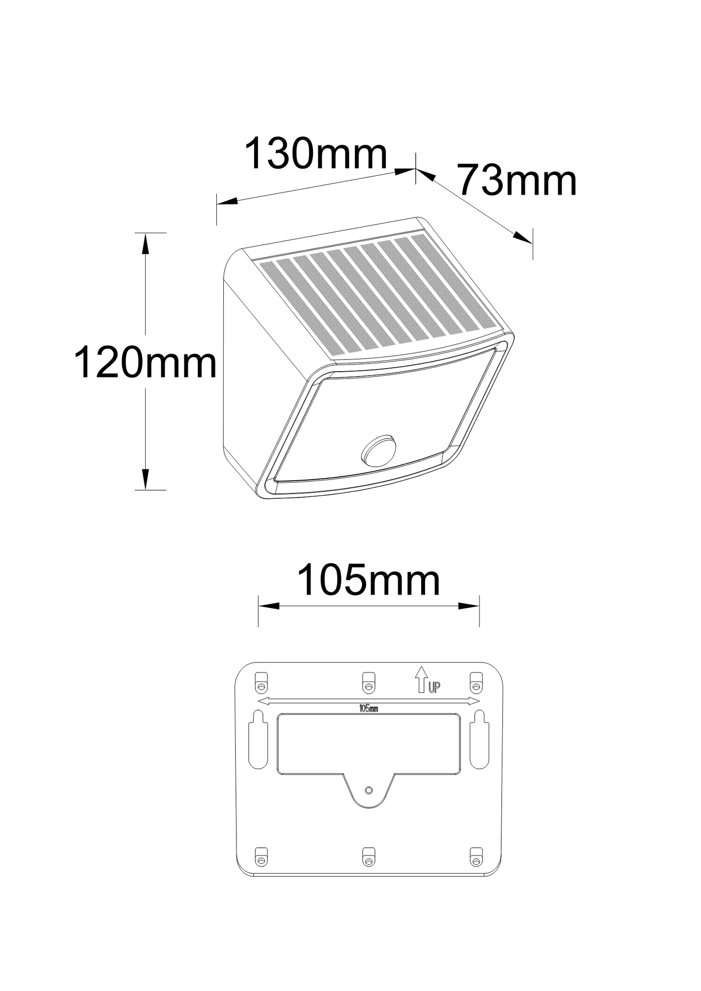 Fano solar wall light, black plastic, LED 500lm CCT, with motion sensor, IP54