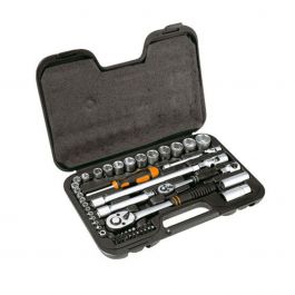 SET 54 PCS. SOCKETS+BITS DEXTER CHROME VANADIUM ASSORTED SIZES, 1/4-1/2INCH SOCKET