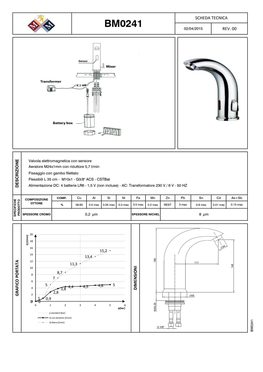 Bricocenter ESPACE CHROME ELECTRONIC BASIN MIXER WITH SENSOR