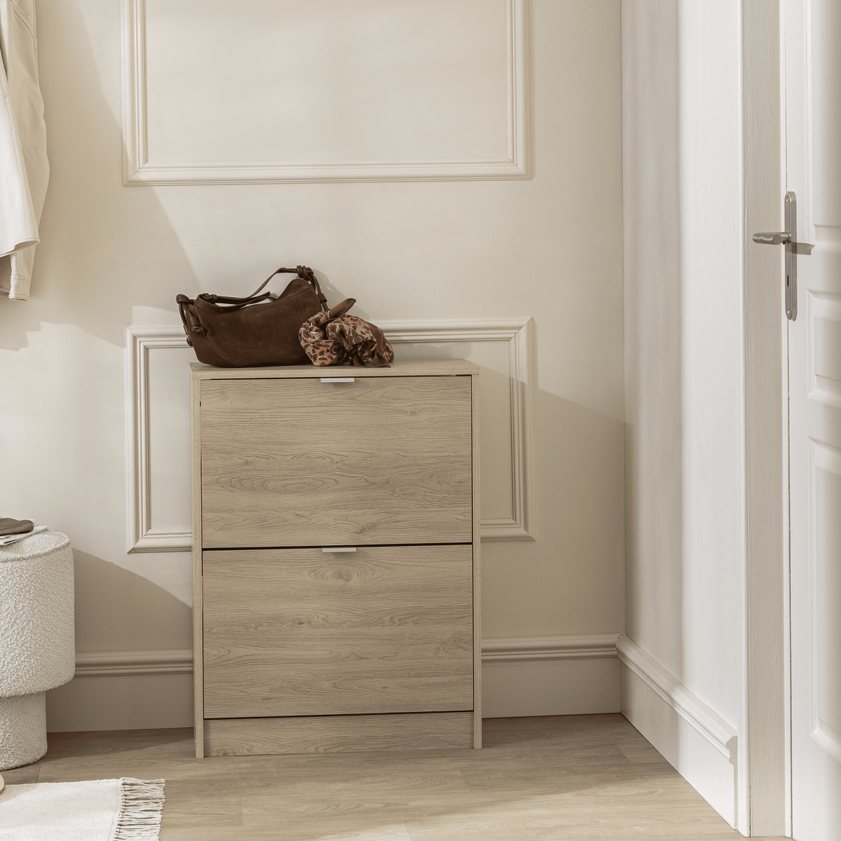 Scarpiera doppia 2 ribalte 12 paia olmo p60x25xh81 cm