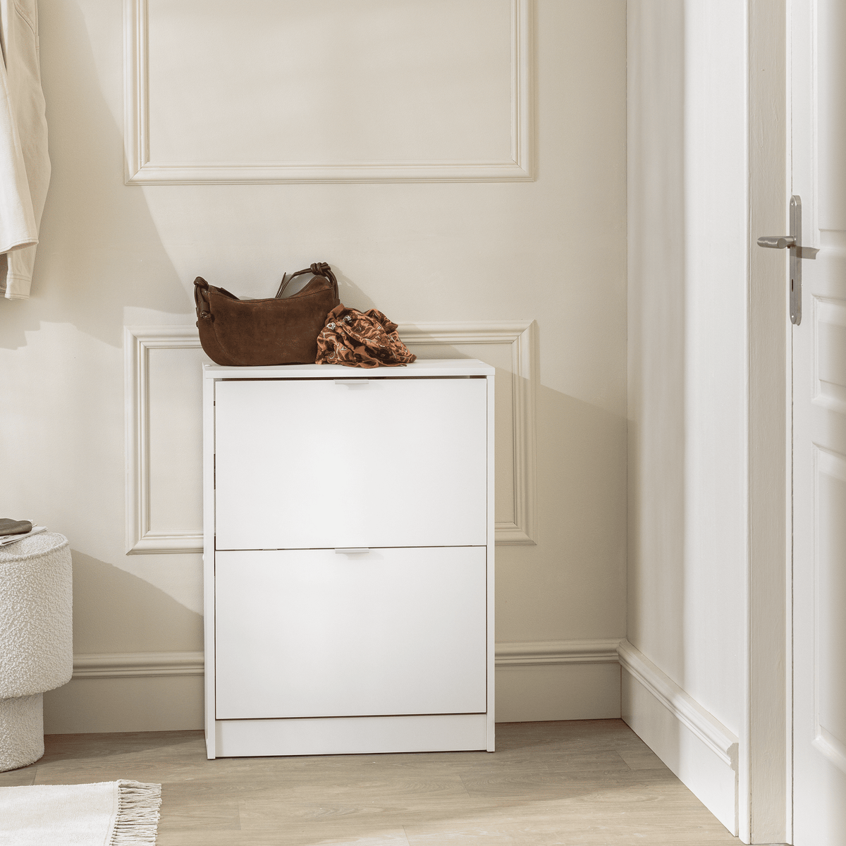 Scarpiera doppia 2 ribalte 12 paia bianco p60x25xh81 cm